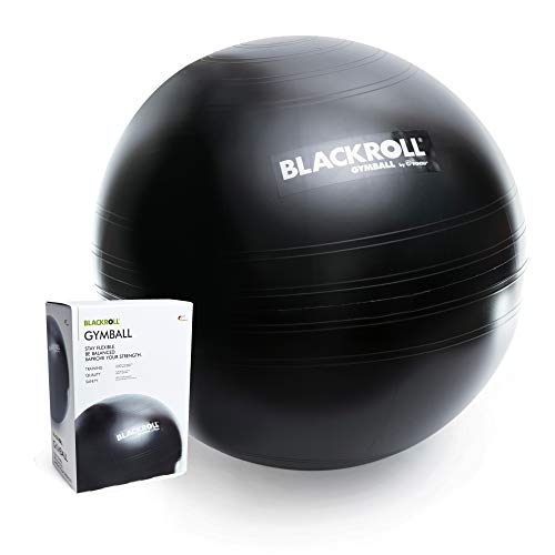 BLACKROLL® AMGBBK GYMBALL, funktionaler Gymnastikball 65 cm, Fitnessball zum Trainieren oder Sitzen, belastbarer Sitzball für Koordinations- und Stabilisationstraining, Made in Germany, Schwarz von BLACKROLL