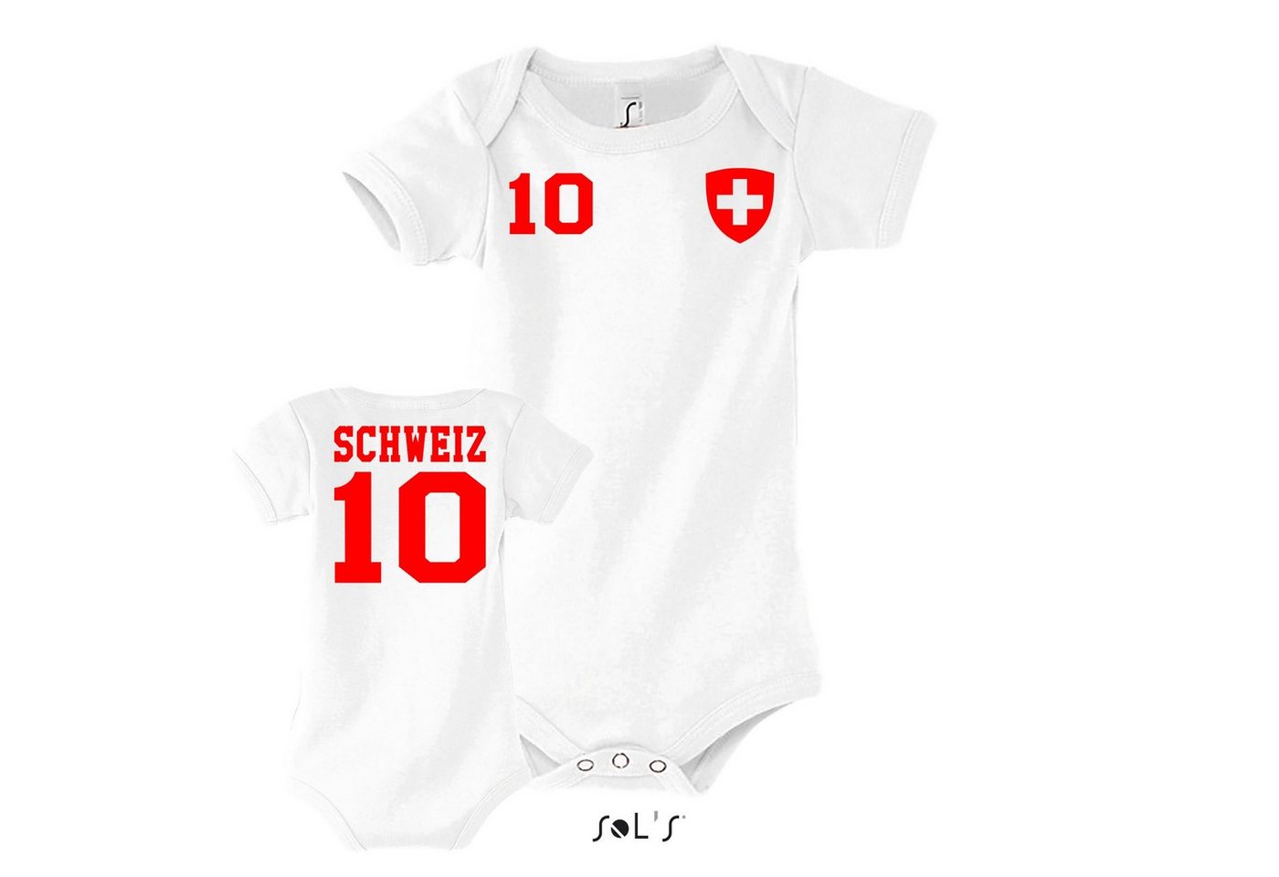 Blondie & Brownie Strampler Kinder Baby Schweiz Swiss Sport Trikot Fußball Meister WM Europa EM von Blondie & Brownie