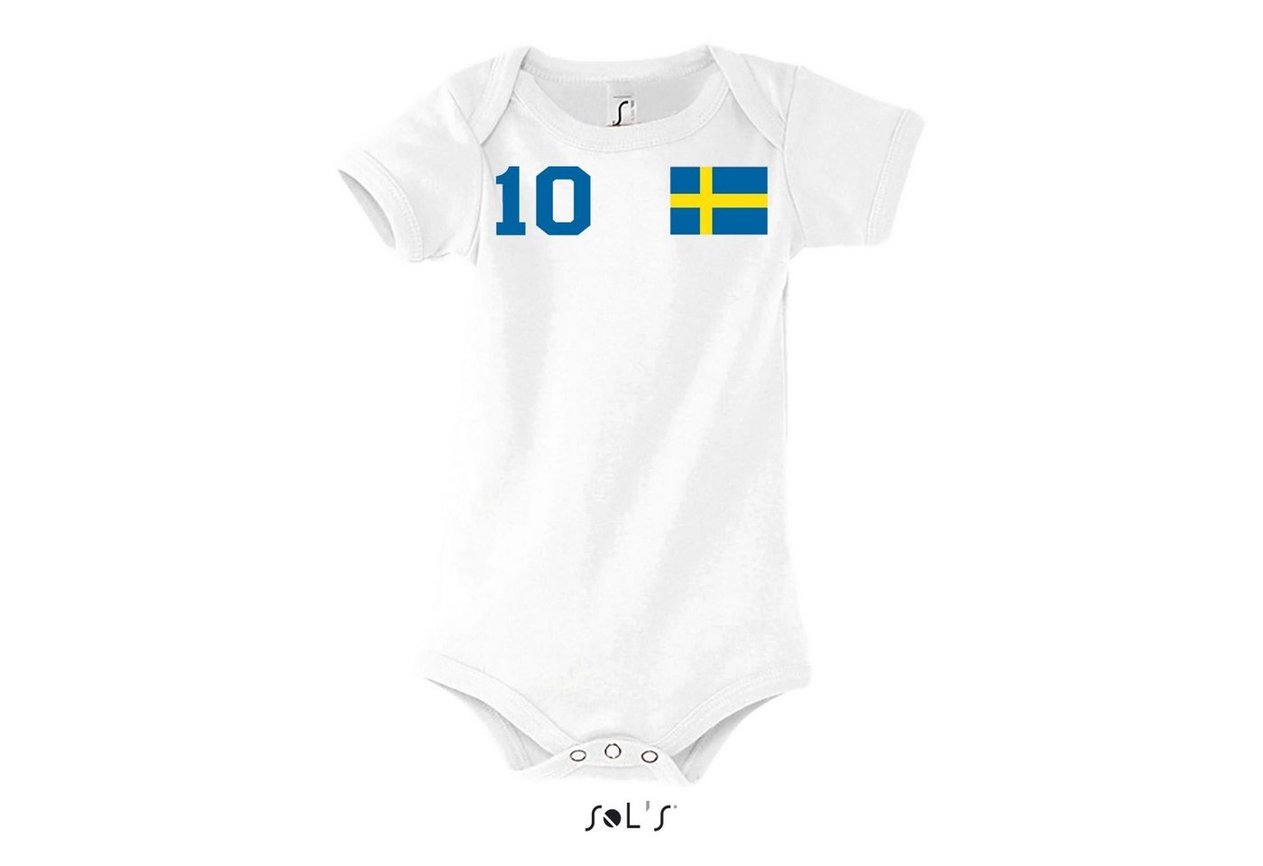 Blondie & Brownie Strampler Schweden Kinder Baby Sport Trikot Body Fussball Meister WM Europa EM von Blondie & Brownie