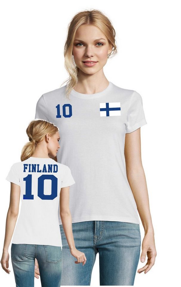 Blondie & Brownie T-Shirt Damen Finnland Skandinavien Sport Trikot Fußball Meister Europa EM von Blondie & Brownie