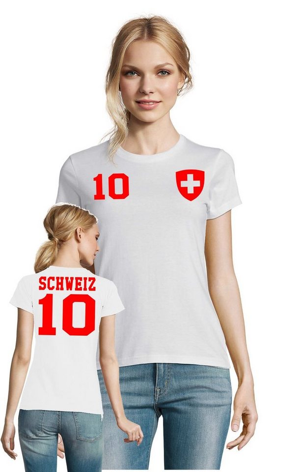 Blondie & Brownie T-Shirt Damen Schweiz Swiss Sport Trikot Fußball Meister WM Europa EM von Blondie & Brownie