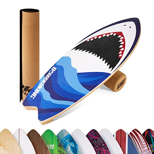 BoarderKING Indoorboard Wave - Skateboard Surfboard Trickboard Balanceboard Balance Board (Shark (100 mm x 33 cm (Ø x L)) von BoarderKING