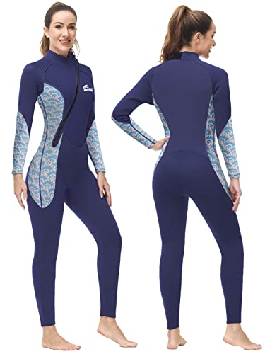Boglia Damen Neoprenanzug Tauchanzug 3 mm Ganzkörper Bademode UV-Schutz Langarm Frontreißverschluss für Schnorcheln Schwimmen Surfen von Boglia