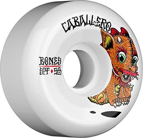 Bones Wheels Bones Caballero Baby Dragon 58mm 104A-P5 Sidecut Skateboard-Räder, weiß, 58 mm von Bones Bearings