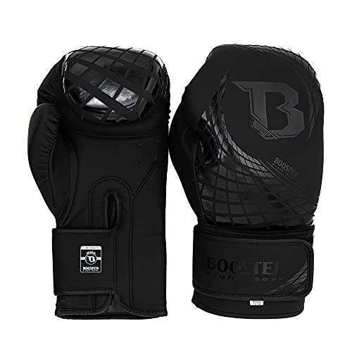 Booster Fightgear Boxhandschuhe Cube Schwarz - Boxhandschuhe für Boxen Kickboxen Sparring Muay Thai (14 oz) von Booster Fightgear