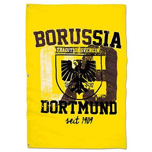 Borussia Dortmund BVB-Hissfahne mit Stadtwappen, 100x150cm, Schwarz/gelb von Borussia Dortmund