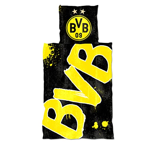 Borussia Dortmund BVB-Bettwäsche Glow in the Dark , 1 Stück ,(135x200cm), Gelb von Borussia Dortmund