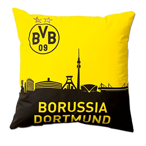 Borussia Dortmund Polyester , Dortmund, -Kissen mit Skyline, Schwarz / Gelb, 40x40cm, 1 Stück (1er Pack) von Borussia Dortmund