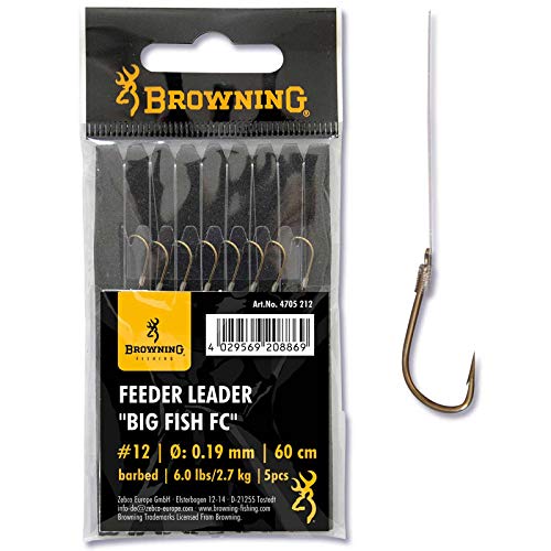 Browning Bronze 12 Feeder Leader Big Fish FC 2,7kg,6,0lbs Ø0,19mm 60cm 5Stück von Browning
