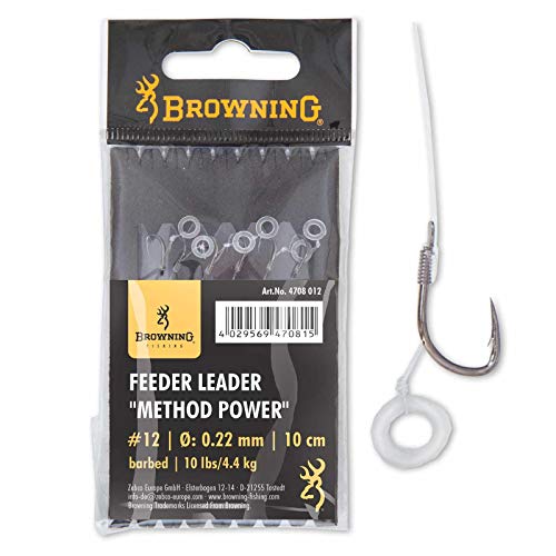 Browning Bronze 14 Feeder Leader Method Power Pellet Band 10lbs,4,5kg Ø0,22mm 10cm 6Stück von Browning