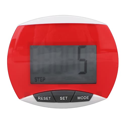 Brrnoo Schrittzähler für ältere Menschen, Einfacher 3D-Schrittzähler, Sport-Gehübungs-Schrittzähler mit Clip, Professioneller Tragbarer Entfernungs-Kalorie-Schrittzähler mit LCD-Display und(rot) von Brrnoo