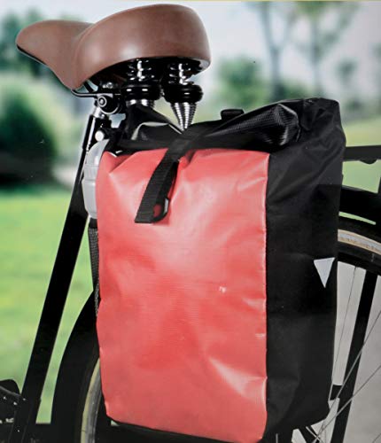 Bubble-Store Fahrradtasche für Gepäckträger, mit extra Fach, reflektierendes Stoffdreieck an der Seite, umrüstbar zur Schultertasche, wasserfest, lieferbar in 3 Farben (Rot) von Bubble-Store