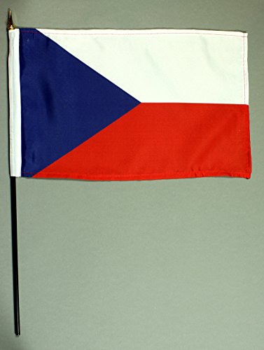 Buddel-Bini Handflagge Tischflagge Tschechien 20x30 cm mit 42 cm Mast aus PVC-Rohr, ohne Ständerfuß, Stockflagge von Buddel-Bini
