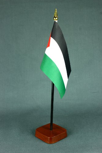 Buddel-Bini Kleine Tischflagge Palästina 15x10 cm mit 30 cm Mast aus PVC-Rohr, ohne Ständerfuß von Buddel-Bini
