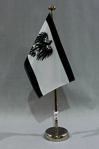 Buddel-Bini Preussen mit Adler 15x25 cm Tischflagge (CH) mit 42 cm Chrom Tischflaggenständer, edle Ausführung von Buddel-Bini