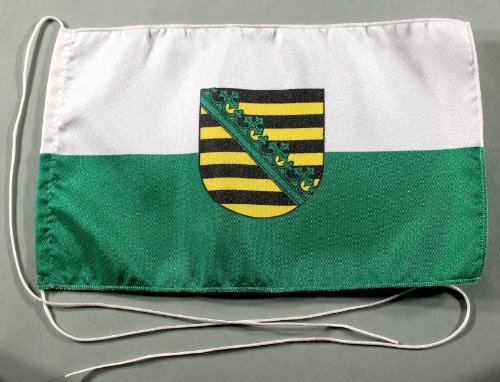 Buddel-Bini Sachsen German State 15x25 cm Tischflagge in Profi - Qualität Tischfahne Autoflagge Bootsflagge Motorradflagge Mopedflagge von Buddel-Bini