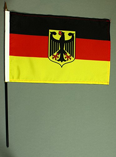 Handflagge Tischflagge Deutschland Bundesdienstflagge 20x30 cm mit 42 cm Mast aus PVC-Rohr, ohne Ständerfuß, Stockflagge von Buddel-Bini
