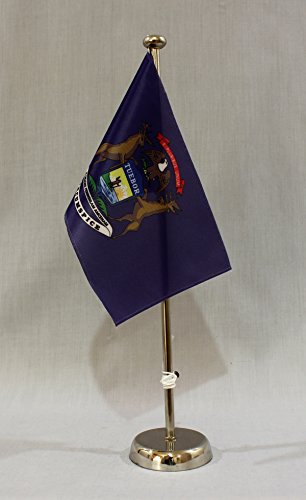Michigan USA Bundesstaat 15x25 cm Tischflagge (CH) mit 42 cm Chrom Tischflaggenständer, edle Ausführung von Buddel-Bini