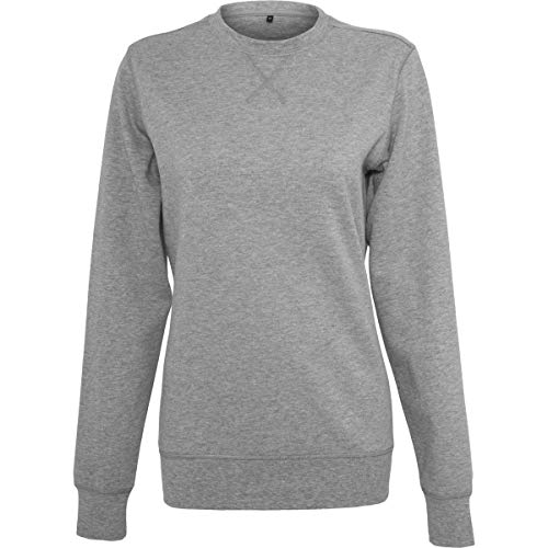 Build Your Brand Women's BY025-Ladies Light Crewneck Sweater, Grey, L von Build Your Brand