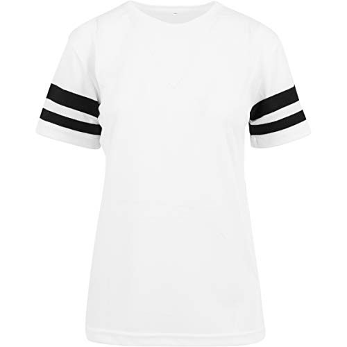 Build Your Brand Women's BY033-Ladies Mesh Stripe Tee T-Shirt, wht/blk, L von Build Your Brand