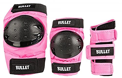 Bullet Combo Standard Padset Junior, Protektoren-Set Handgelenk, Knie, Ellbogen L Rosa von Bullet