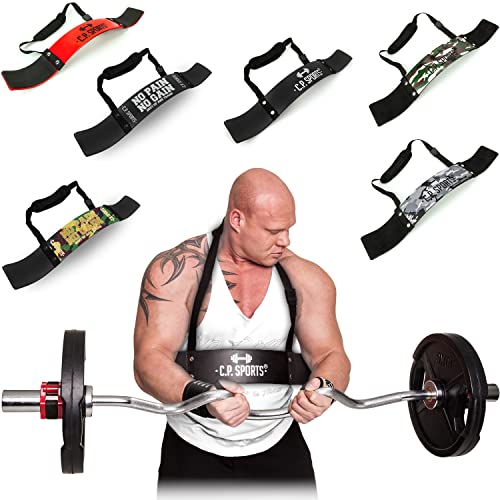 C.P. Sports Arm Blaster für Bodybuilding, Kraftsport & Gewichtheben - Bizepstrainer, Trizeps Bomber (Schwarz - No Pain No Gain) von C.P.Sports