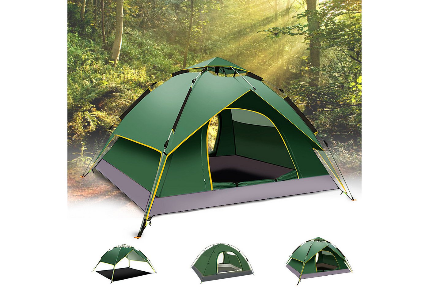 CALIYO Wurfzelt Camping Zelt Automatisches Sofortzelt 2-3 Personen Pop Up Zelt, (1 tlg), Doppelschicht Winddichte Ultraleichte Kuppelzelt UV Schutz von CALIYO