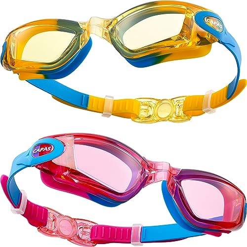 CAPAS Schwimmbrille Kinder, 2er Pack Wasserdicht Anti-Beschlag Anti-UV Wasser Pool Schwimmen Klasse Brillen für Jungen Mädchen von 4–12 Jahren (Gummies Candy Series #05) von CAPAS