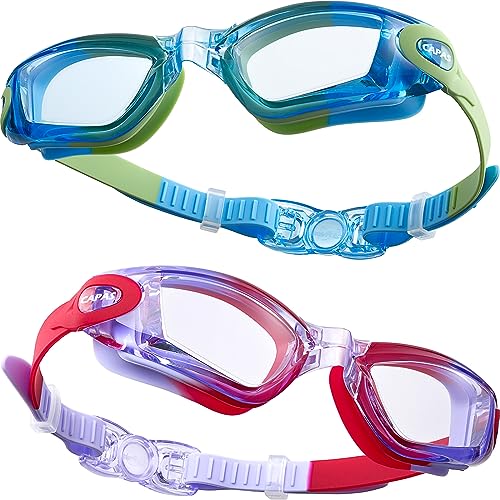CAPAS Schwimmbrille Kinder, 2er Pack Wasserdicht Anti-Beschlag Anti-UV Wasser Pool Schwimmen Klasse Brillen für Jungen Mädchen von 4–12 Jahren (Gummies Candy Series #06) von CAPAS