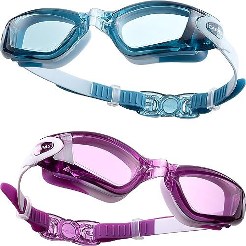 CAPAS Schwimmbrille Kinder, 2er Pack Wasserdicht Anti-Beschlag Anti-UV Wasser Pool Schwimmen Klasse Brillen für Jungen Mädchen von 4–12 Jahren (Jelly Beans Series #03) von CAPAS