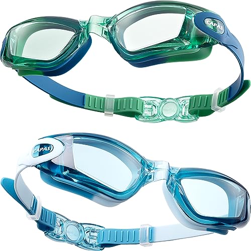 CAPAS Schwimmbrille Kinder, 2er Pack Wasserdicht Anti-Beschlag Anti-UV Wasser Pool Schwimmen Klasse Brillen für Jungen Mädchen von 4–12 Jahren (Jordan Almonds Series #05) von CAPAS