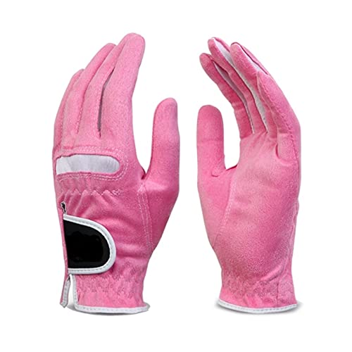 Golf-Handschuhe Golfhandschuhe 1 Paar Outdoor Sports Elastic Slip Atmungsaktiv Mikrofaser Tuch Frauen Handschuh 17/12/19/20/21 (Color : Pink, Size : 21) von CHEWYZ