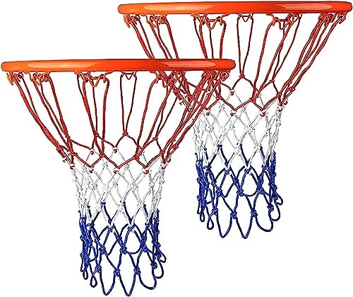 CMLLING Basketballnetz, 2 Stück, schweres Basketballnetz, 12 Schlaufen, Standard-Netze für Fitnessstudio, Schulen, dreifarbiger Basketballkorb für Outdoor-Indoor-Sport, stark und langlebig von CMLLING