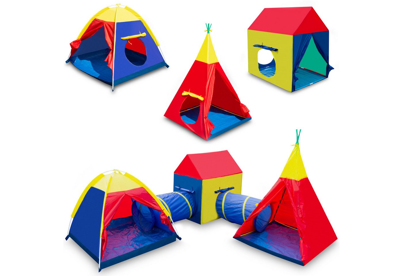 COIL Spielzelt Kinderspielzelt, Kinderzelt, Zelt für Kinder, Zelt, (5-tlg) Krabbeltunnel, Tipi, Teilhaus, Spielhaus, für Kinder ab 3 Jahren von COIL