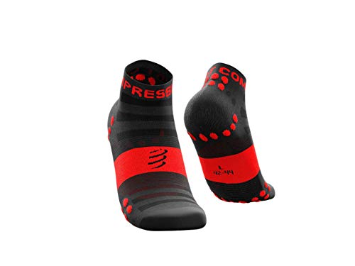 COMPRESSPORT Pro Racing Socks v3.0 Ultralight Run Low Leichte Laufsocken, schwarz/rot, T2 von COMPRESSPORT