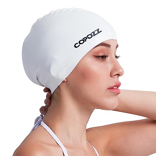 COPOZZ Erwachsene Badekappe, Unisex Wasserdicht Schwimmkappe für Herren Damen, Lange Haare Silikon Swimming Cap Bademütze für Männer Frauen… von COPOZZ