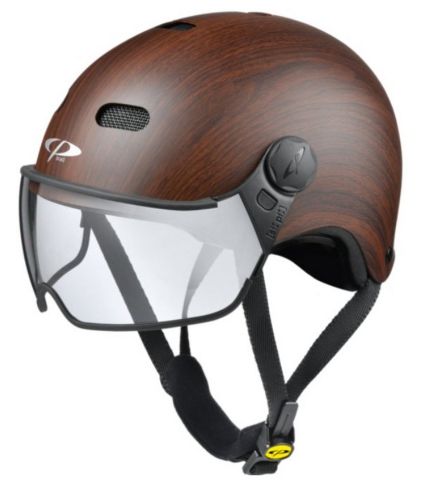 CP premium helmets Fahrradhelm CP Carachillo Urban Fahrradhelm E Bike Visierhelm Cubic wood braun von CP premium helmets