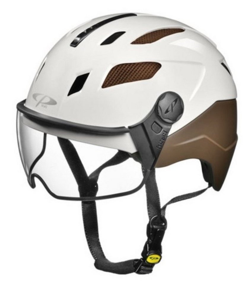 CP premium helmets Fahrradhelm Chimayo Urban mit Clear-Visier Fahrradhelm E Bike Helm white/brown von CP premium helmets