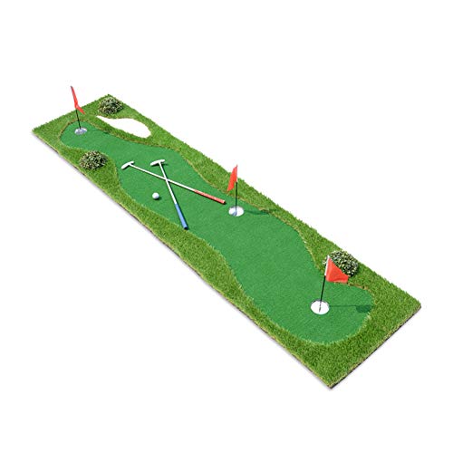 Minigolf-Putting-Green mit 3 Löchern, professionelle Putting-Matte, tragbare Golf-Übungsausrüstung für den Innenbereich mit Freunden, Familie, A, 75 x 305 cm (30 x 120 Zoll) von CQLXZ