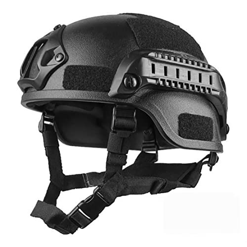 PJ Typ Tactical Paintball Airsoft Schneller Helm, Universals Paintball -Helm, verstellbare Seitenschienen NVG Mount -Schutzhelm für die Jagd -gepolstert 22,05-23.62inch -freie Größe (schwarz) von CUCUFA