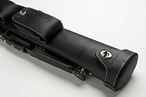 CUEL Billard-Köcher „Hustler Black“ 2/2 für Pool-Billard-Queues, schwarz, aus feinem Kunstleder, mit DREI Seitentaschen von CUEL