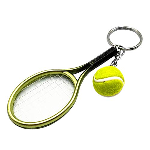 CUSROS Simulation Mini Tennis Schläger Ball Schlüsselbund Anhänger Tasche Schlüsselring Für Sportliebhaber Grün Einheitsgröße von CUSROS
