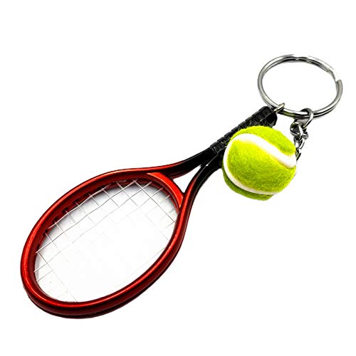 CUSROS Simulation Mini Tennis Schläger Ball Schlüsselbund Anhänger Tasche Schlüsselring Für Sportliebhaber rot Einheitsgröße von CUSROS