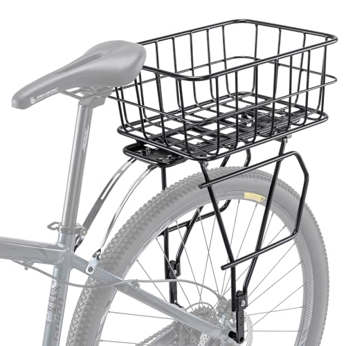 Fahrrad Gepäckträger mit Hinten Fahrradkorb und Reflektor für 26-29 Zoll Reifen Fahrradgepäckträgerhinten für Scheibenbremse/Nicht-Scheibenbremse Belastbar bis 27KG von CXWXC