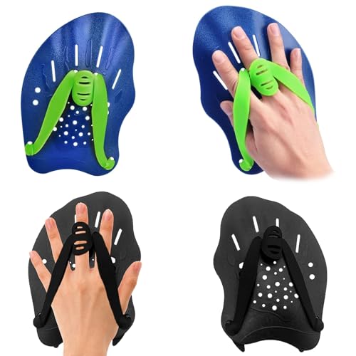2 Sätze Schwimmpaddel,Unisex Verstellbarer Gummizug-Assistent schwimmlernhilfe Schwimmen Paddles. Kind modisch schwarz nasenklammer Schwimmen ,schwimmbrett Erwachsene ，Universell für Kinder paddel von CYQACLSF