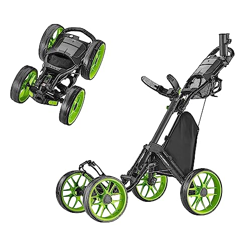 CaddyTek Golfwagen mit 4 Rädern – Caddycruiser One Version 8 1-Click Faltbarer Trolley – leicht, kompakt, leicht zu öffnen, CaddyCruiser ONE Version 8 - Lime, Lime, Einheitsgröße von CaddyTek