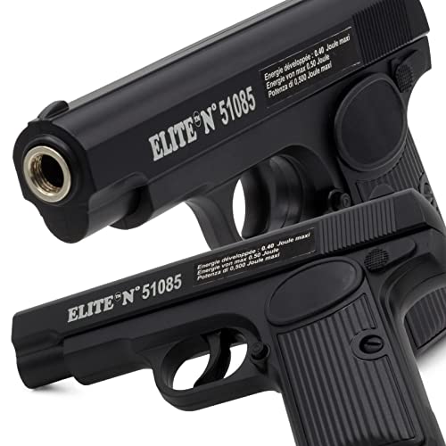 1x Softair Airsoft Pistole + Munition | Elite 510-85 Single Shot Metall | 16cm von Cadofe