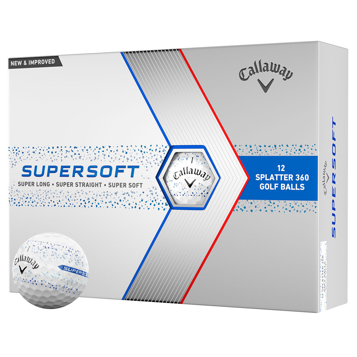Callaway Golf Supersoft Splatter 12 Golf Ball Pack, Mens, Blue splatter | American Golf von Callaway Golf