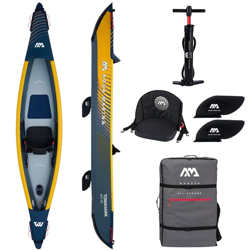 Campsup Aqua Marina kajak aufblasbar | Inflatable 1 Personen Kayak Tomahawk K-375 2023 | 375x72x25,5 cm | Technologie: Drop Stitch von CampSup