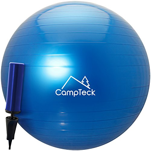 CampTeck U6764 Gymnastikball 65cm mit verbesserter Handpumpe für Fitness, Fitnessstudio, Pilates usw. - Geeignet für Männer und Frauen, Blau von CampTeck